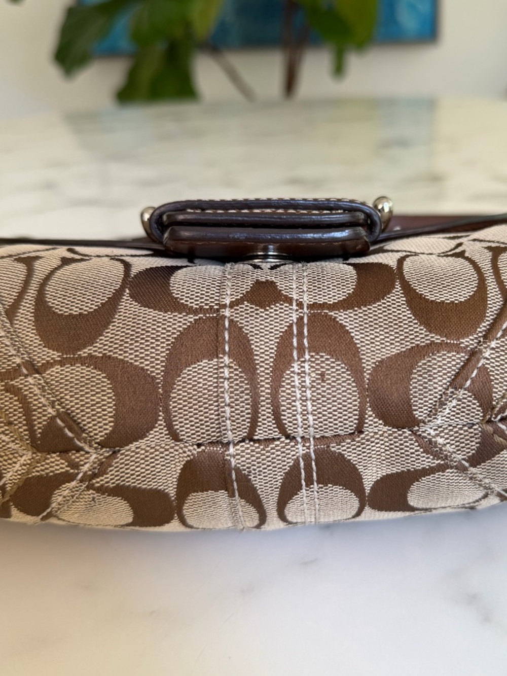 COACH Vintage Y2K Soho Signature Small Flap Buckle Shoulder Bag 10296 Brown Tan - Picture 14 of 16